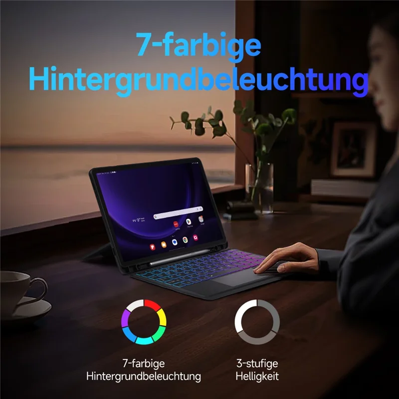 DUX DUCIS DK Series for Samsung Galaxy Tab S10+ / S9+ / S9 FE+ Magnetic Detachable Keyboard (German) with Leather Cover