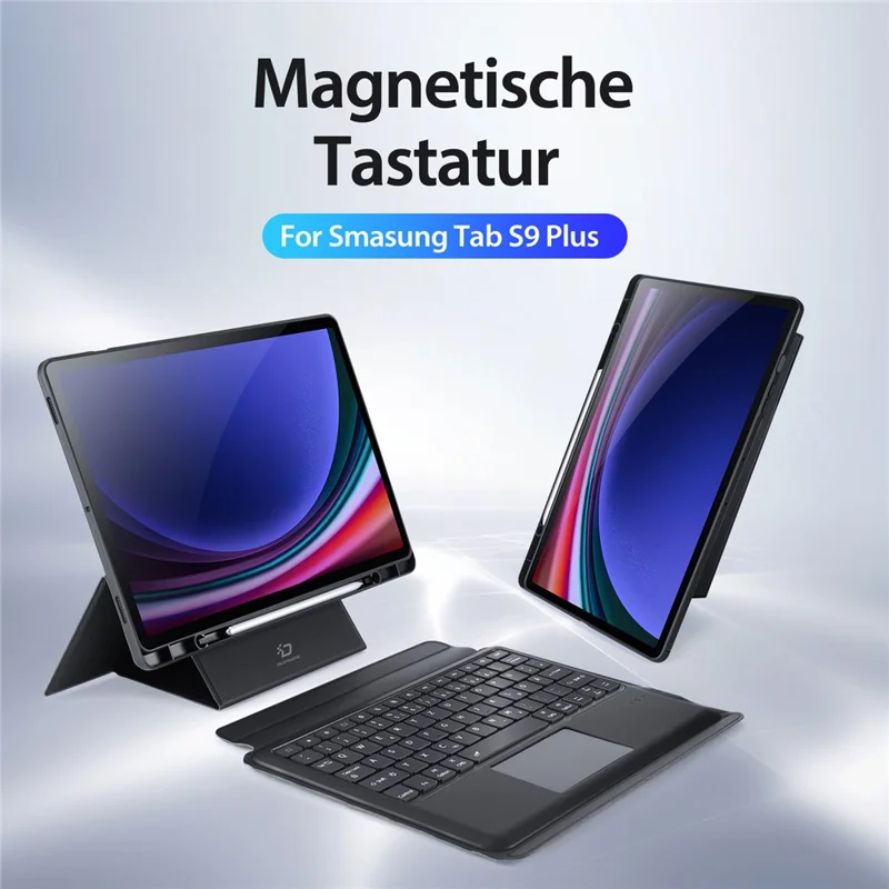 DUX DUCIS DK Series for Samsung Galaxy Tab S10+ / S9+ / S9 FE+ Magnetic Detachable Keyboard (German) with Leather Cover