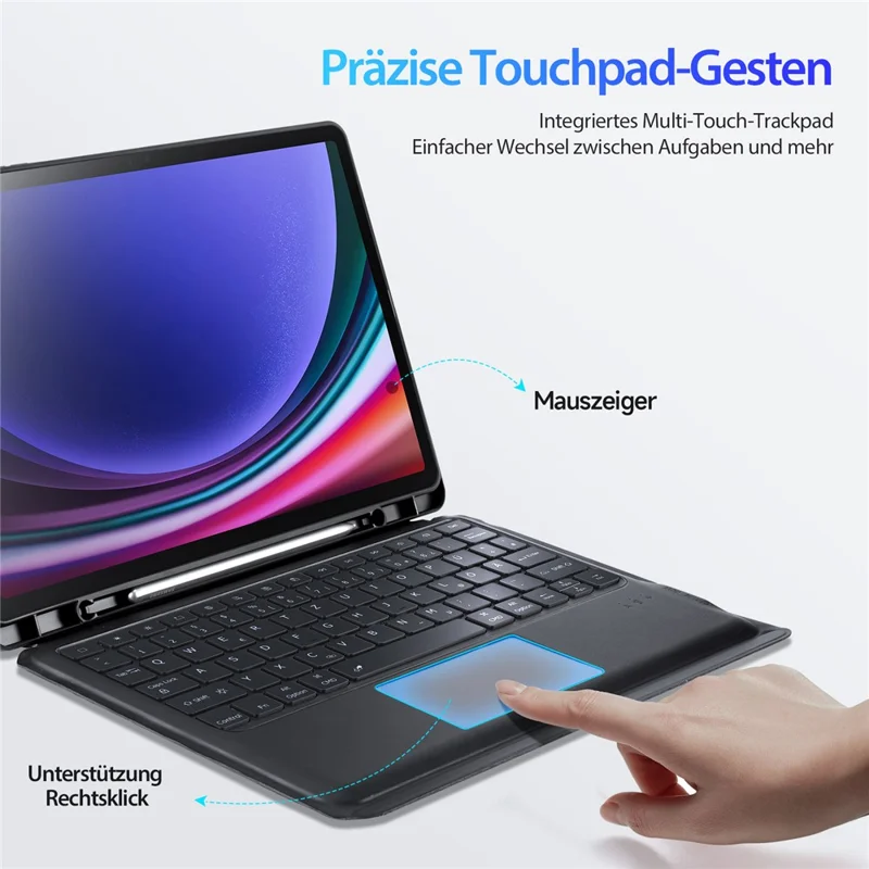 DUX DUCIS DK Series for Samsung Galaxy Tab S10+ / S9+ / S9 FE+ Magnetic Detachable Keyboard (German) with Leather Cover