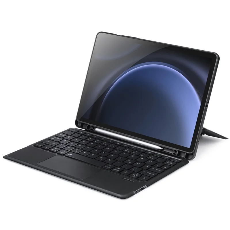 DUX DUCIS DK Series for Samsung Galaxy Tab S10 FE / S9 FE / S9 German Keyboard Backlight with Leather Stand Case