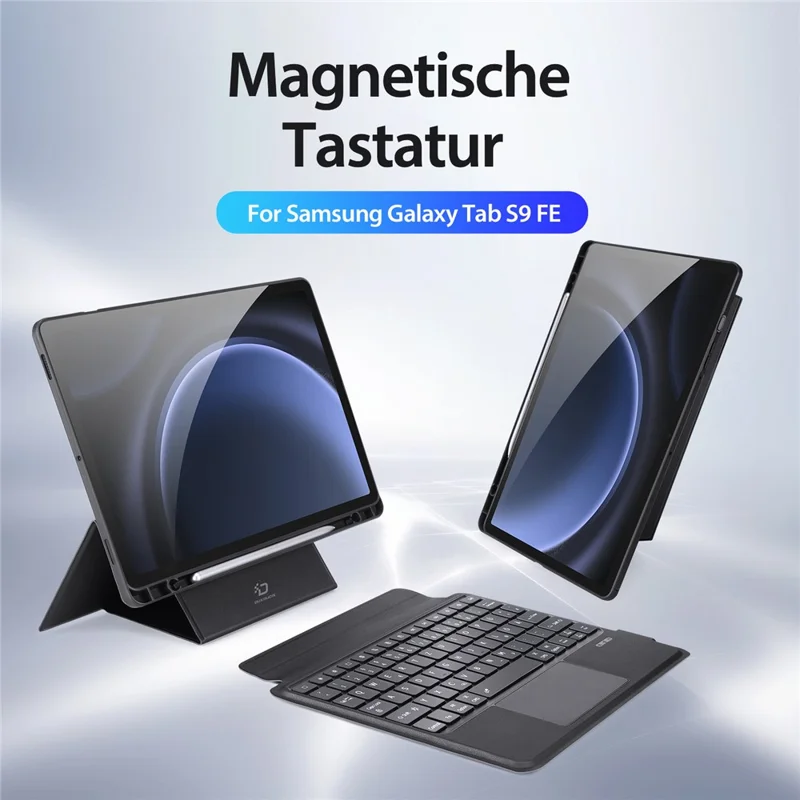 DUX DUCIS DK Series for Samsung Galaxy Tab S10 FE / S9 FE / S9 German Keyboard Backlight with Leather Stand Case