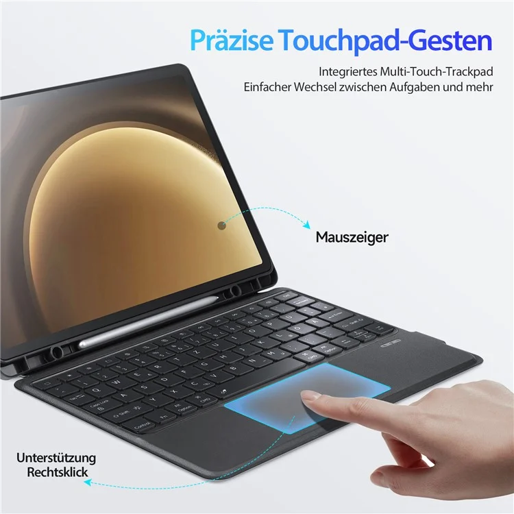 DUX DUCIS DK Series pour Samsung Galaxy Tab S10+ / S9+ / S9 FE+ Clavier Bluetooth allemand avec étui de protection en cuir
