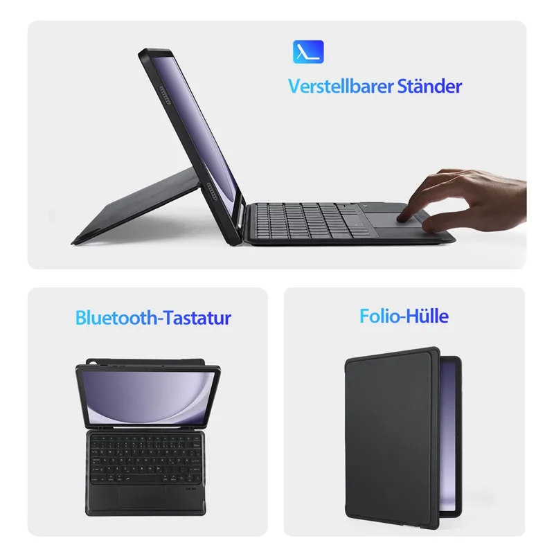 DUX DUCIS DK Series for Samsung Galaxy Tab A9+ German Keyboard Detachable with Leather Stand Case