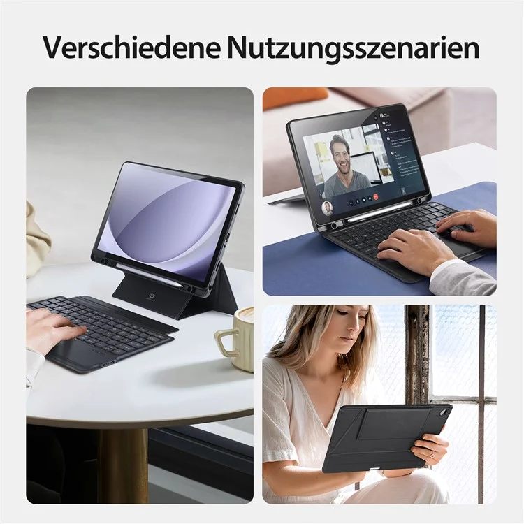 DUX DUCIS DK Series for Samsung Galaxy Tab A9+ German Keyboard Detachable with Leather Stand Case