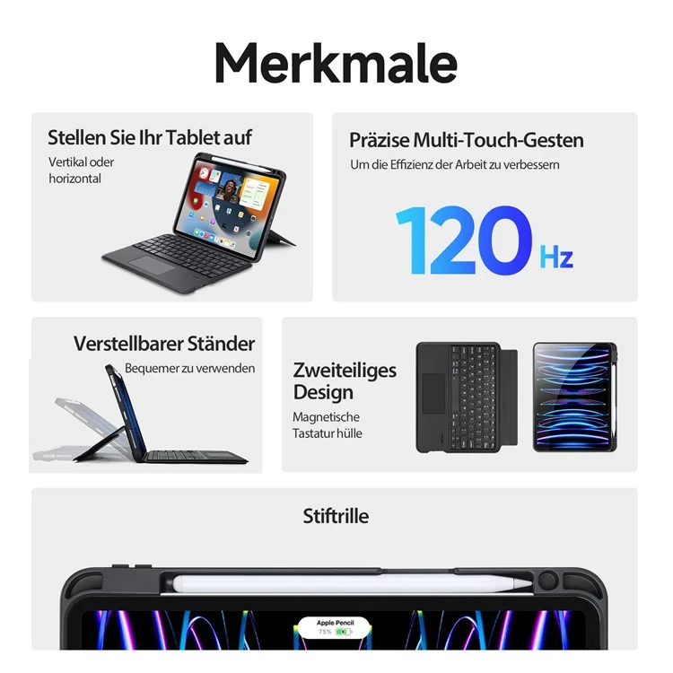 DUX DUCIS DK Series for iPad Air 11 (2025) / (2024) / Air (2022) / (2020) / Pro 11 (2022) / (2021) / (2020) / (2018) Bluetooth-compatible German Keyboard Case
