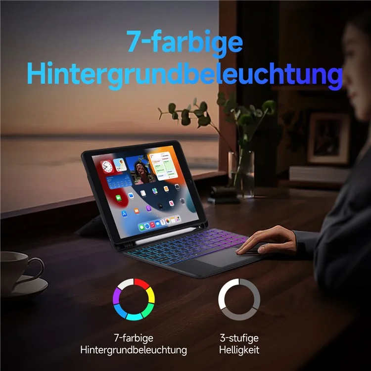 DUX DUCIS DK-Serie für iPad 10.2 (2021) / (2020) / (2019) / iPad Air 10.5 Zoll (2019) / Pro 10.5 Zoll (2017) Deutsche Tastatur + Folio Tablet-Hülle