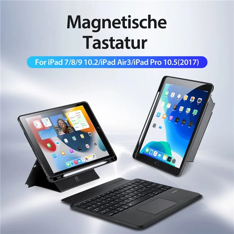 DUX DUCIS DK-Serie für iPad 10.2 (2021) / (2020) / (2019) / iPad Air 10.5 Zoll (2019) / Pro 10.5 Zoll (2017) Deutsche Tastatur + Folio Tablet-Hülle