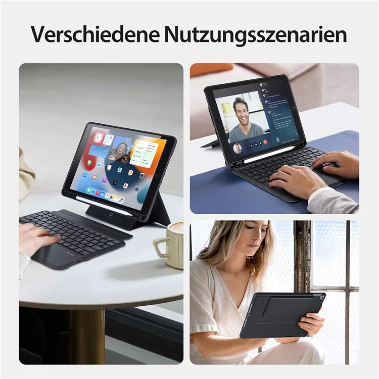 DUX DUCIS DK-Serie für iPad 10.2 (2021) / (2020) / (2019) / iPad Air 10.5 Zoll (2019) / Pro 10.5 Zoll (2017) Deutsche Tastatur + Folio Tablet-Hülle