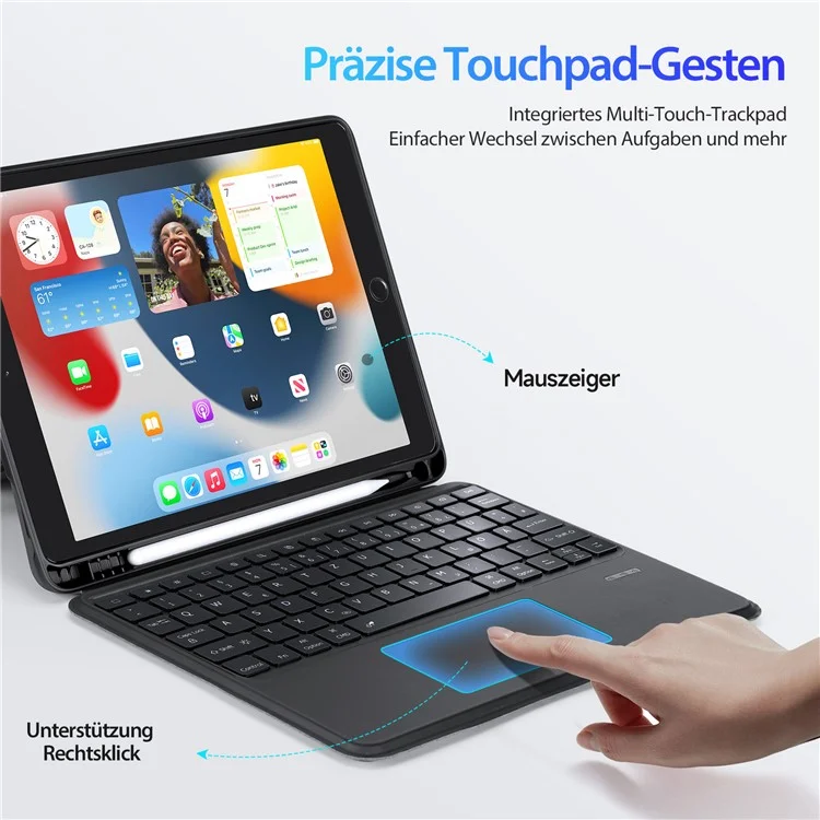 DUX DUCIS DK-Serie für iPad 10.2 (2021) / (2020) / (2019) / iPad Air 10.5 Zoll (2019) / Pro 10.5 Zoll (2017) Deutsche Tastatur + Folio Tablet-Hülle