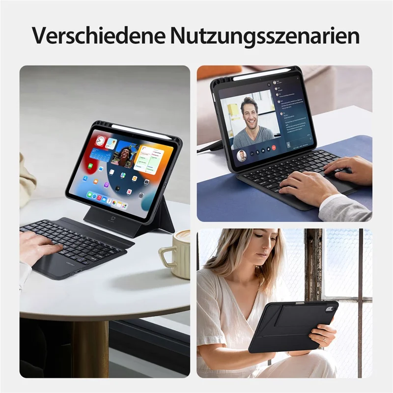 DUX DUCIS DK Series for iPad (2025) / 10.9 (2022) German Keyboard with 7-Color Backlight + Leather Case