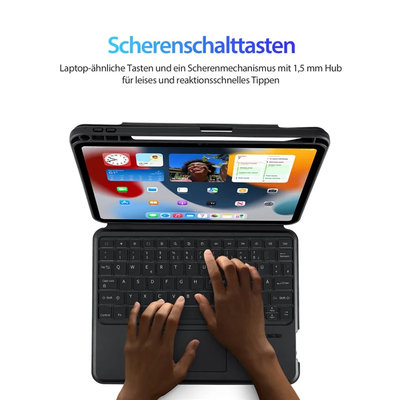 DUX DUCIS DK Series for iPad (2025) / 10.9 (2022) German Keyboard with 7-Color Backlight + Leather Case