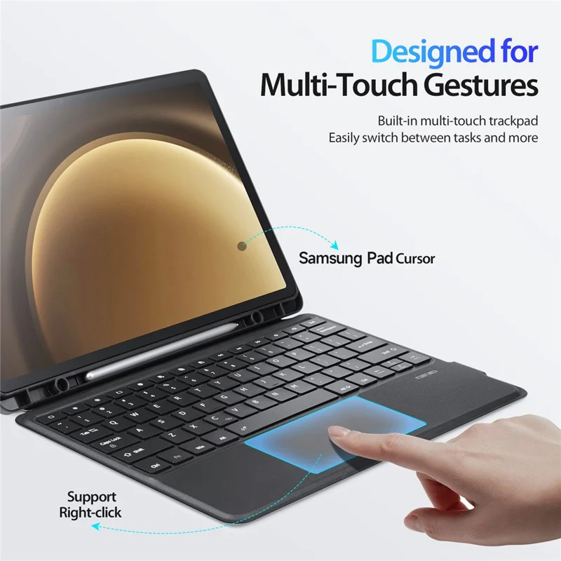 DUX DUCIS DK Series for Samsung Galaxy Tab S10+ / S9+ / S9 FE+ Magnetic Floating English Keyboard with Leather Stand Case