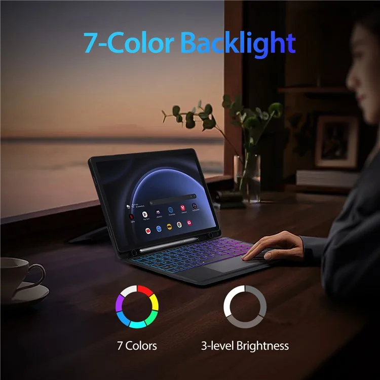 DUX DUCIS DK Series for Samsung Galaxy Tab S10 FE / S9 FE / S9 / S9 Magnetic Floating English Keyboard with Folio Leather Case