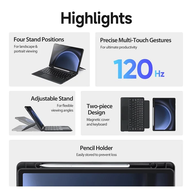 DUX DUCIS DK Series for Samsung Galaxy Tab S10 FE / S9 FE / S9 / S9 Magnetic Floating English Keyboard with Folio Leather Case