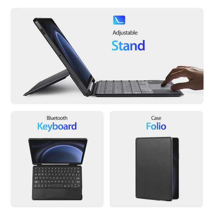 DUX DUCIS DK Series for Samsung Galaxy Tab S10 FE / S9 FE / S9 / S9 Magnetic Floating English Keyboard with Folio Leather Case
