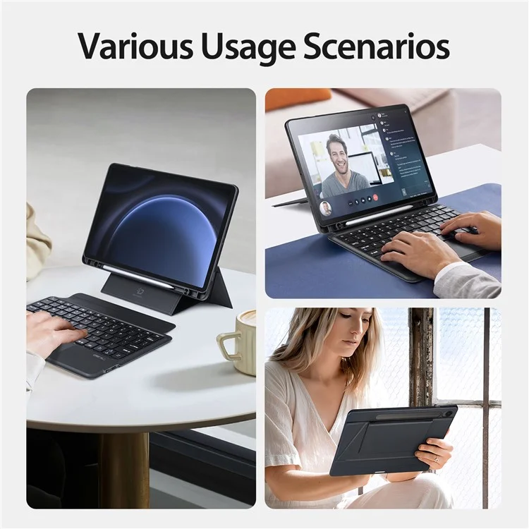 DUX DUCIS DK Series for Samsung Galaxy Tab S10 FE / S9 FE / S9 / S9 Magnetic Floating English Keyboard with Folio Leather Case