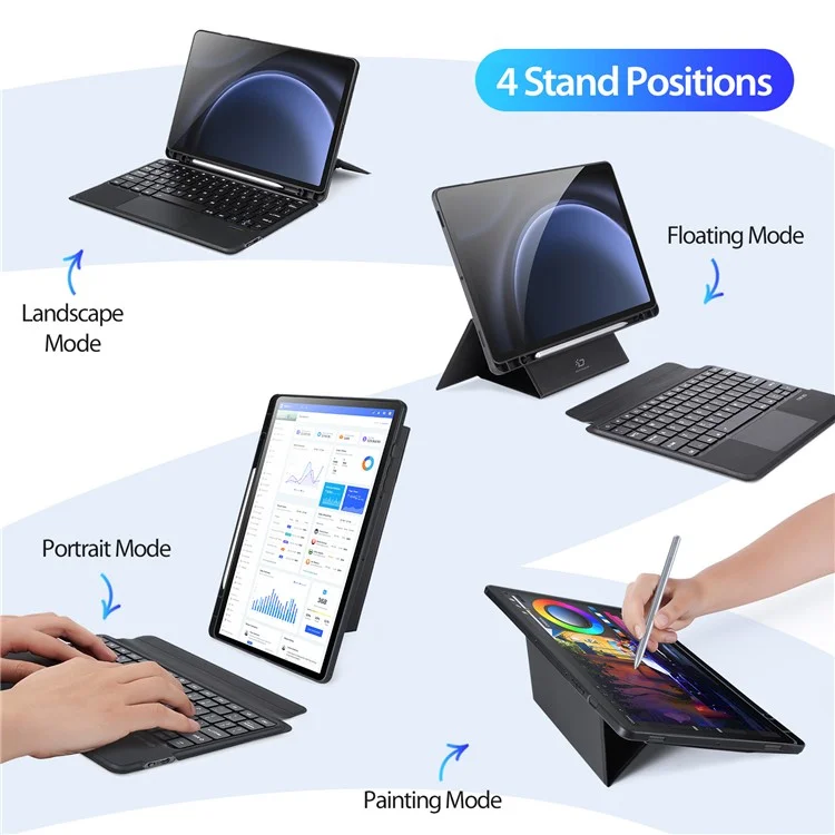 DUX DUCIS DK Series for Samsung Galaxy Tab S10 FE / S9 FE / S9 / S9 Magnetic Floating English Keyboard with Folio Leather Case