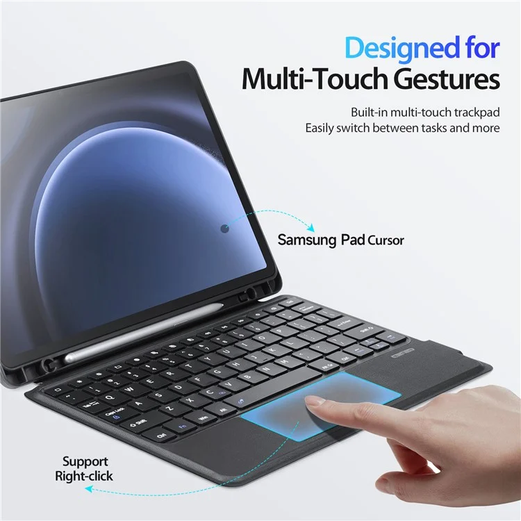 DUX DUCIS DK Series for Samsung Galaxy Tab S10 FE / S9 FE / S9 / S9 Magnetic Floating English Keyboard with Folio Leather Case