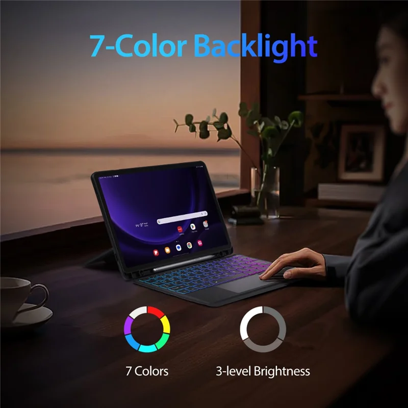 DUX DUCIS DK Series for Samsung Galaxy Tab S10 FE / S9 FE / S9 Backlight Bluetooth-Compatible English Keyboard with Leather Tablet Case