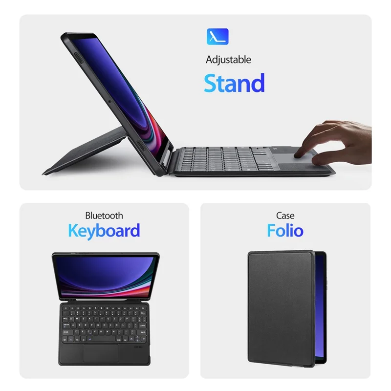 DUX DUCIS DK Series for Samsung Galaxy Tab S10 FE / S9 FE / S9 Backlight Bluetooth-Compatible English Keyboard with Leather Tablet Case