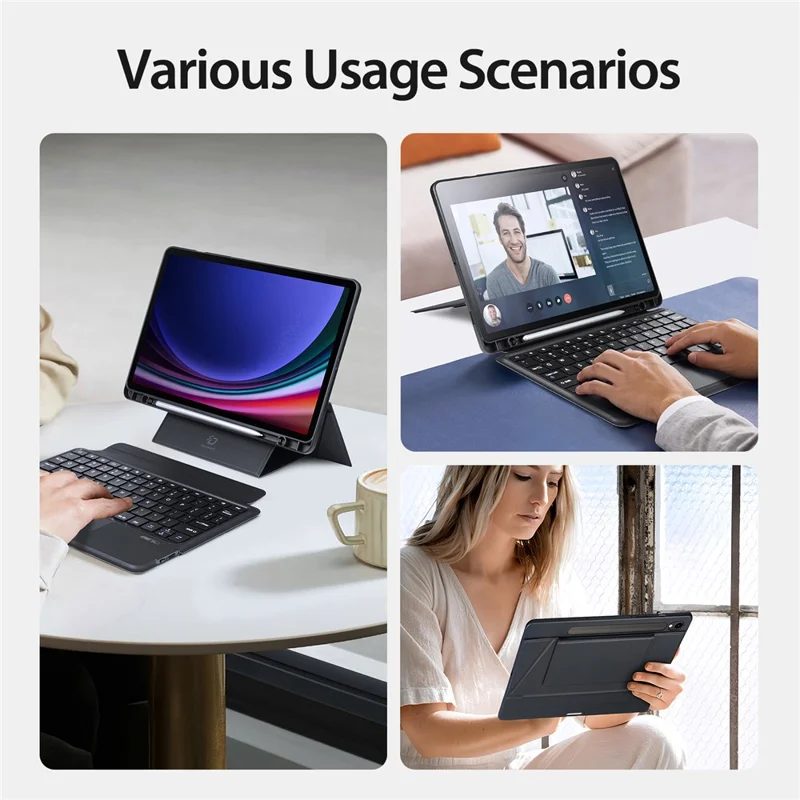 DUX DUCIS DK Series for Samsung Galaxy Tab S10 FE / S9 FE / S9 Backlight Bluetooth-Compatible English Keyboard with Leather Tablet Case