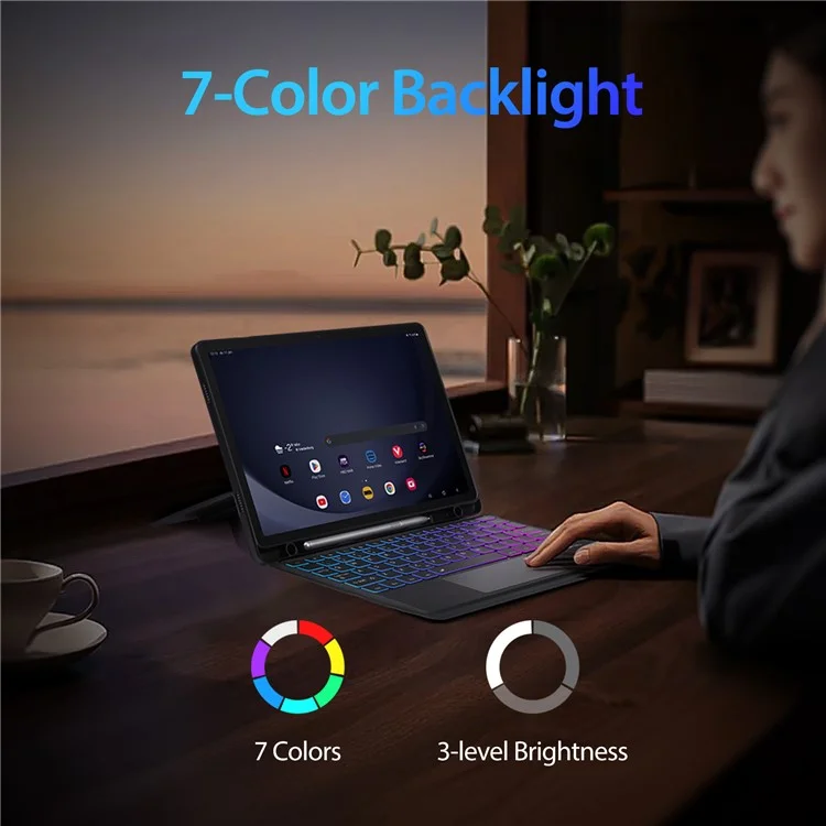 DUX DUCIS DK Series for Samsung Galaxy Tab A9+ Bluetooth-compatible English Keyboard with PU Leather Folio Case