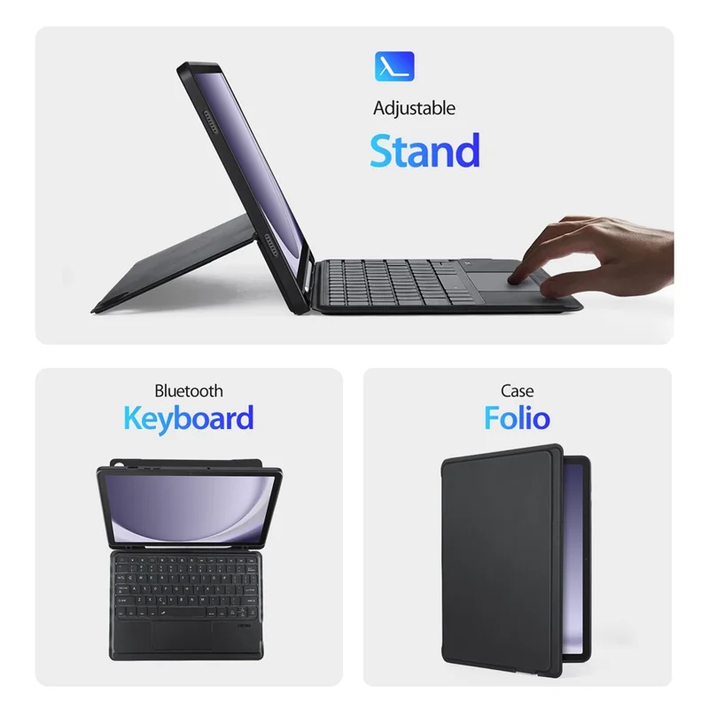 DUX DUCIS DK Series for Samsung Galaxy Tab A9+ Bluetooth-compatible English Keyboard with PU Leather Folio Case