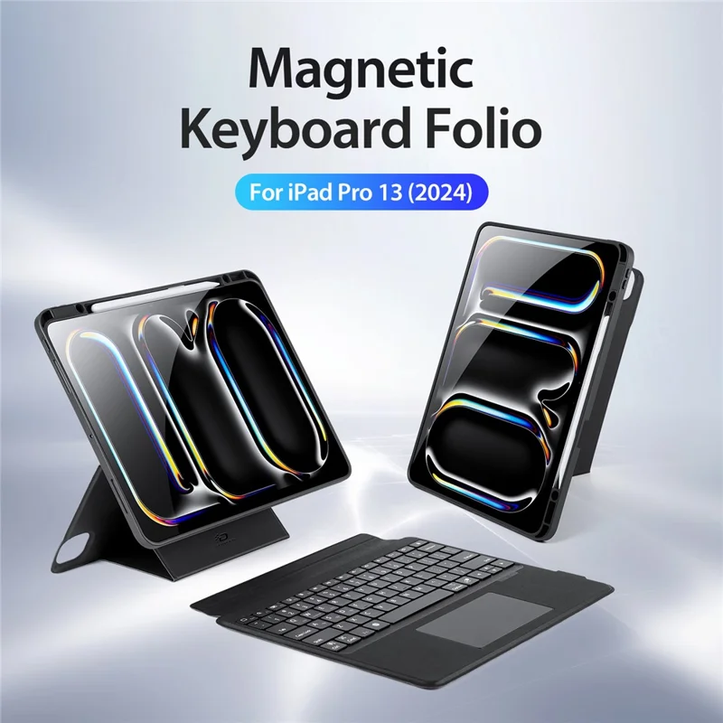 DUX DUCIS DK Series for iPad Pro 13 (2024) Trackpad Bluetooth-compatible English Keyboard with Leather Tablet Case