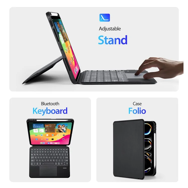 DUX DUCIS DK Series for iPad Pro 11 (2024) Bluetooth-compatible Detachable Keyboard (English) with Leather Case