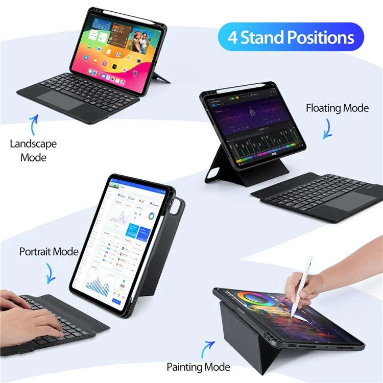 DUX DUCIS DK Series for iPad Pro 11 (2024) Bluetooth-compatible Detachable Keyboard (English) with Leather Case