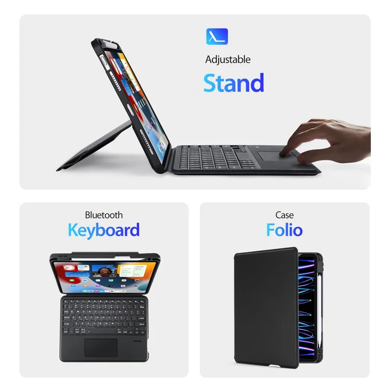 DUX DUCIS DK Series for iPad Air 11 (2025) / (2024) / Air (2022) / (2020) / Pro 11 (2022) / (2021) / (2020) / (2018) English Keyboard Leather Cover