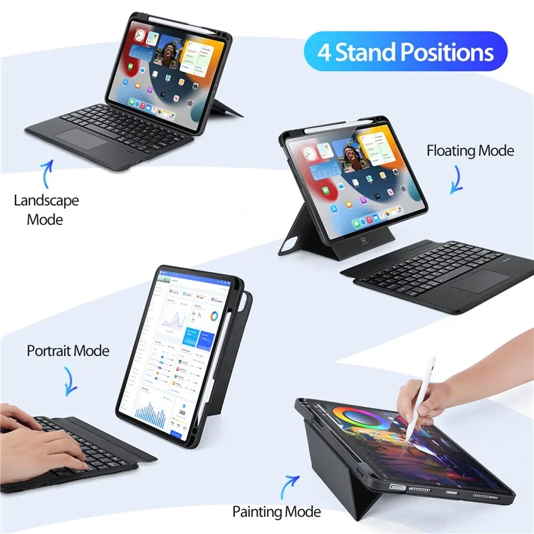 DUX DUCIS DK Series for iPad Air 11 (2025) / (2024) / Air (2022) / (2020) / Pro 11 (2022) / (2021) / (2020) / (2018) English Keyboard Leather Cover