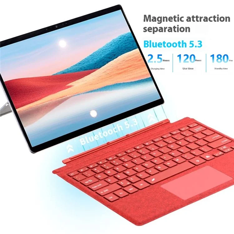 1089D For Microsoft Surface Pro 7+ / 7 / 6 / 5 / 4 / 3 Colorful Backlit Tablet Bluetooth-compatible Keyboard with Touchpad - Blue