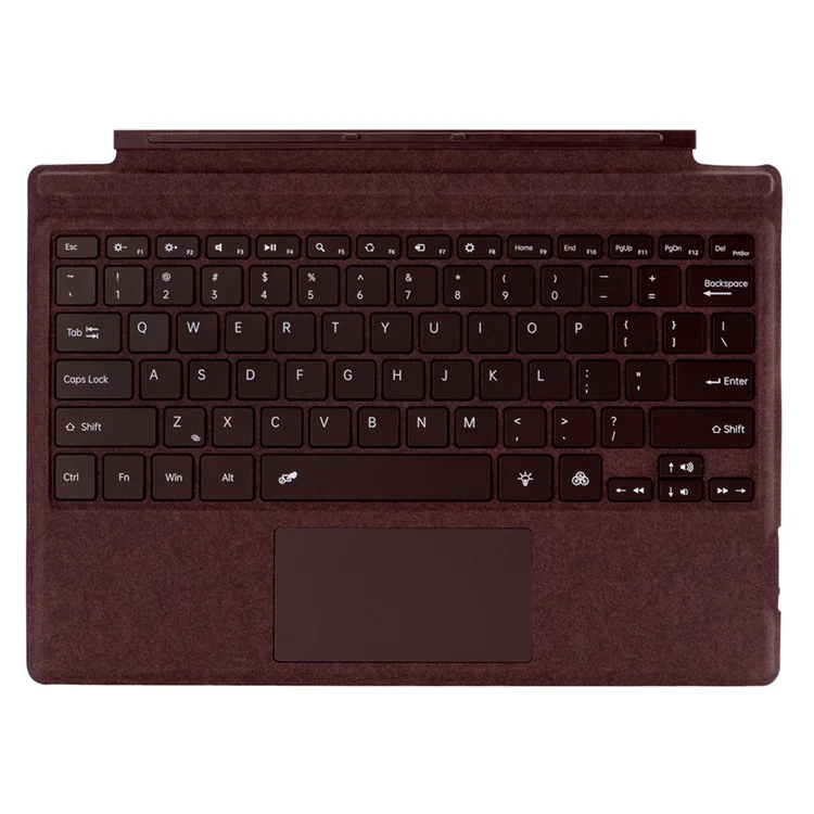 1089D For Microsoft Surface Pro 7+ / 7 / 6 / 5 / 4 / 3 Colorful Backlit Tablet Bluetooth-compatible Keyboard with Touchpad - Brown
