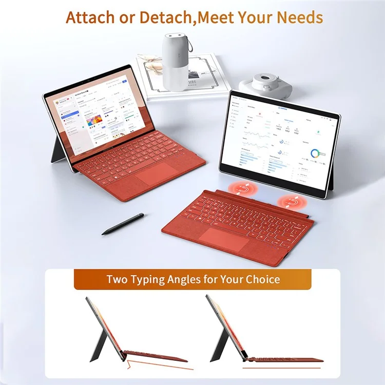 1089D For Microsoft Surface Pro 7+ / 7 / 6 / 5 / 4 / 3 Colorful Backlit Tablet Bluetooth-compatible Keyboard with Touchpad - Brown