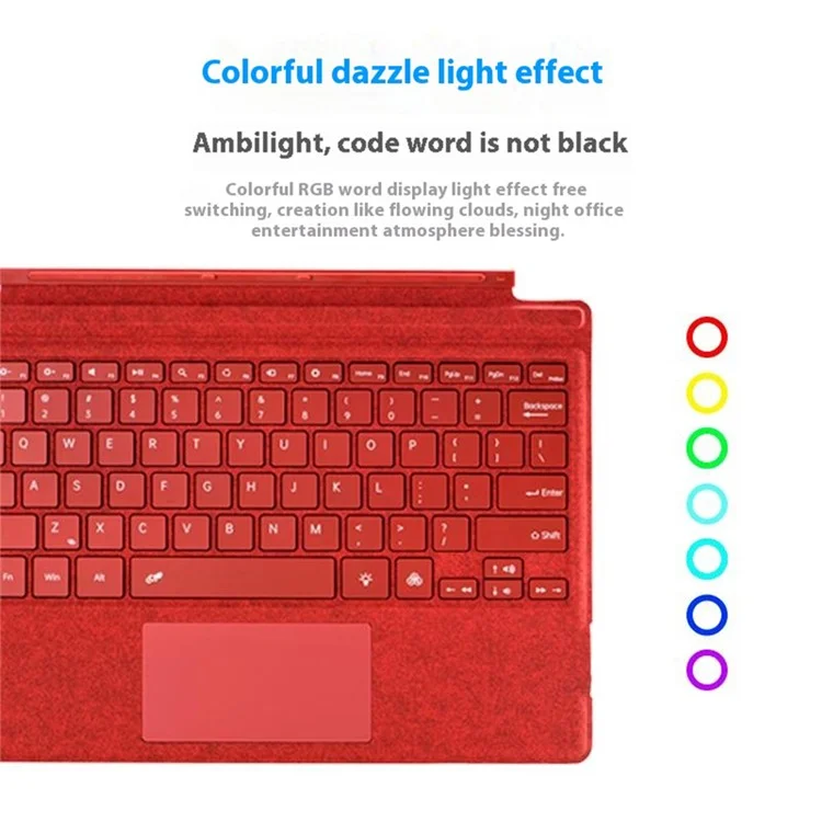 1089D For Microsoft Surface Pro 7+ / 7 / 6 / 5 / 4 / 3 Colorful Backlit Tablet Bluetooth-compatible Keyboard with Touchpad - Brown