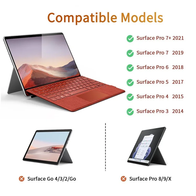 1089D For Microsoft Surface Pro 7+ / 7 / 6 / 5 / 4 / 3 Colorful Backlit Tablet Bluetooth-compatible Keyboard with Touchpad - Brown