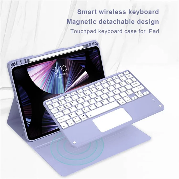 Para iPad Pro 13 (2024) M4 Skin-Touch Leather Tablet Stand Cover + X7 Touchpad Bluetooth Keyboard - Preto