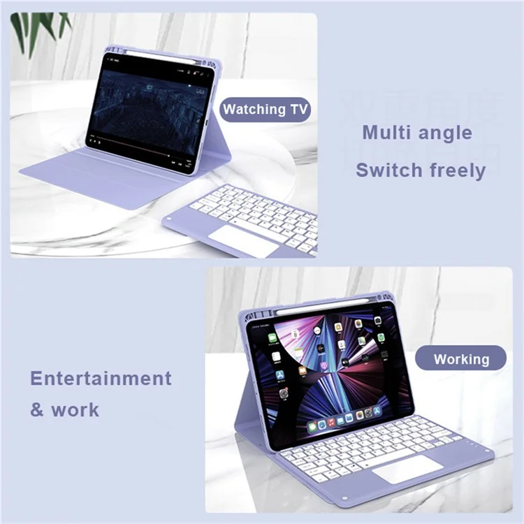 Para iPad Pro 13 (2024) M4 Skin-Touch Leather Tablet Stand Cover + X7 Touchpad Bluetooth Keyboard - Preto