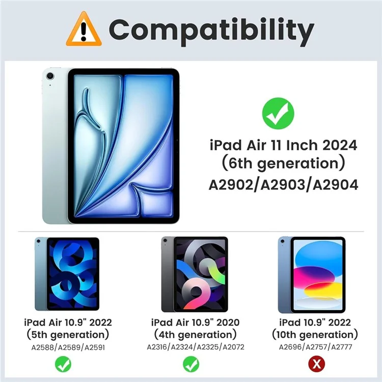 For iPad Air 11 (2025) / (2024) / Air (2022) / (2020) / Pro 11 (2021) / (2020) / (2018) Tablet Cover Bluetooth-Compatible Keyboard - Black