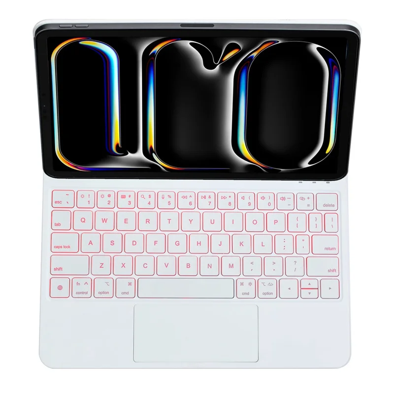P13 For iPad Pro 11 (2024) Tablet Stand Case with Touchpad Floating Magnetic Keyboard - White