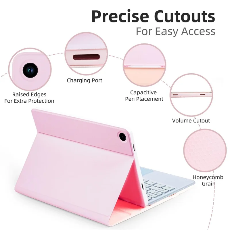 TP-X210D For Samsung Galaxy Tab A9+ SM-X210 / X216 / X218 Touchpad Backlit Bluetooth-compatible Keyboard Leather Tablet Case - Pink