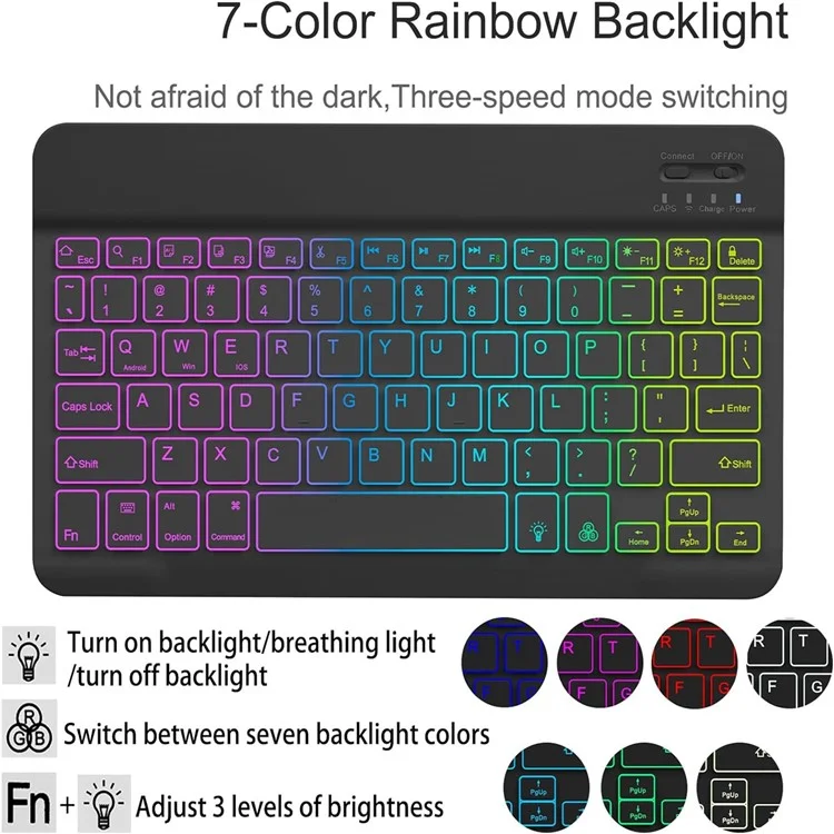 RGB-X210D For Samsung Galaxy Tab A9+ SM-X210 / X216 / X218 RGB Backlit Bluetooth-compatible Keyboard Leather Tablet Case + Wireless Mouse - Midnight Green