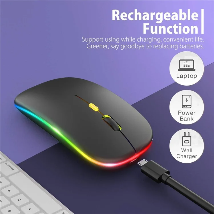 RGB-X210D For Samsung Galaxy Tab A9+ SM-X210 / X216 / X218 RGB Backlit Bluetooth-compatible Keyboard Leather Tablet Case + Wireless Mouse - Midnight Green
