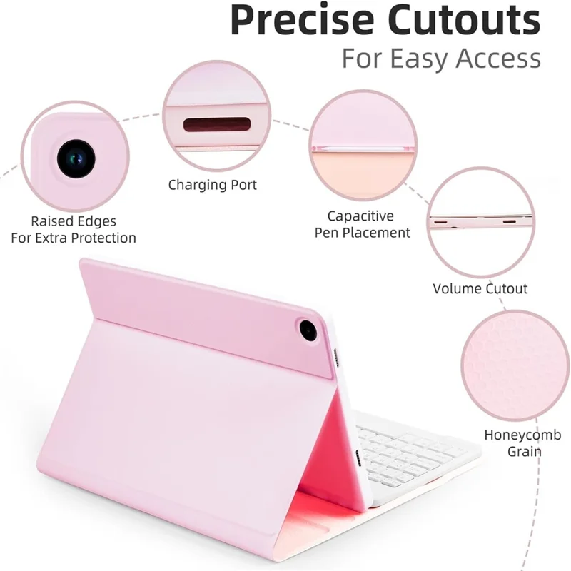 RGB-X210D For Samsung Galaxy Tab A9+ SM-X210 / X216 / X218 RGB Backlit Bluetooth-compatible Keyboard Leather Tablet Case + Wireless Mouse - Pink