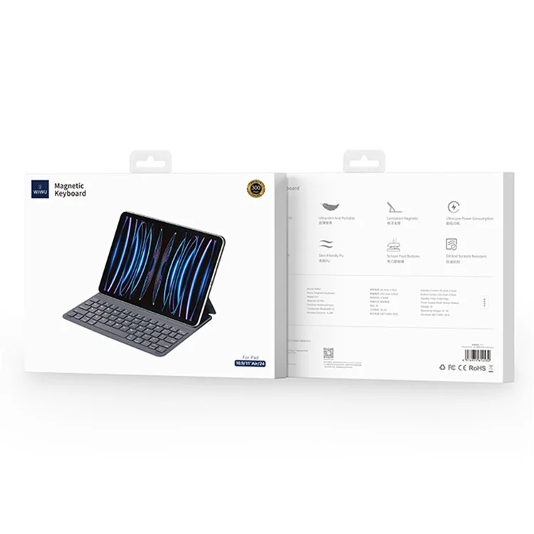 Wiwu F17 Bluetooth Clavier Couvre de Protection du Couvercle de Protection Magique Pour Ipad Air 13 (2024) / Pro 12.9 (2017) / Pro 12,9 Pouces (2015) - Gris
