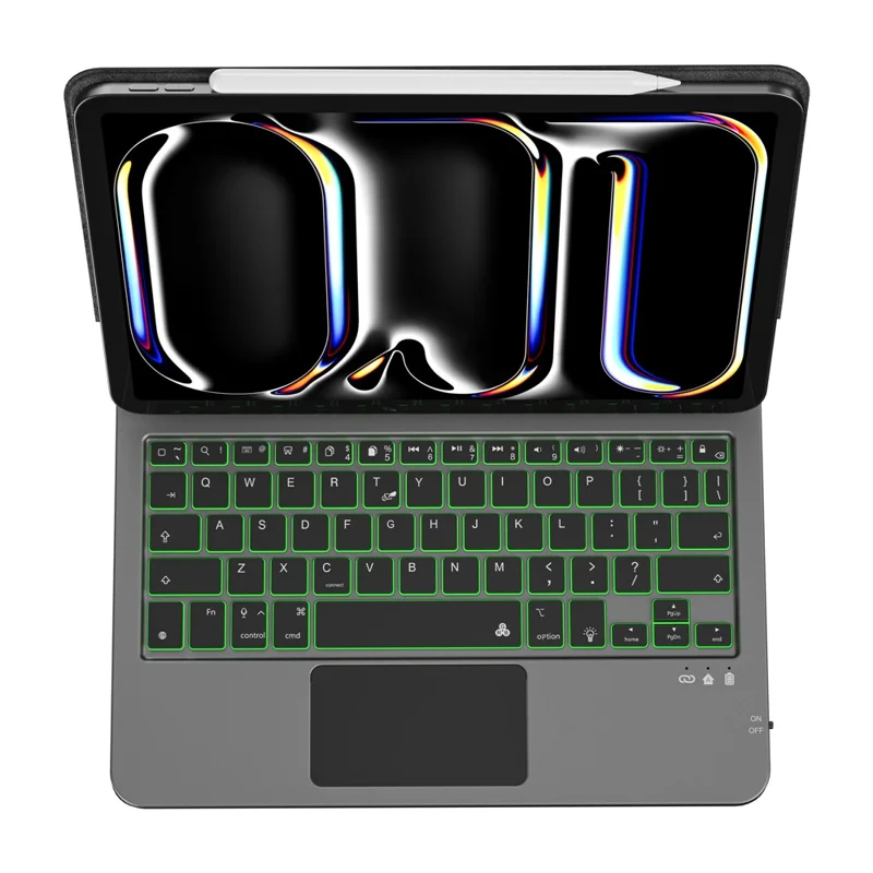 WIWU MK-003 For iPad Pro 11 (2024) Bluetooth-compatible Keyboard Case PU Protective Cover Backlit Magic Keyboard