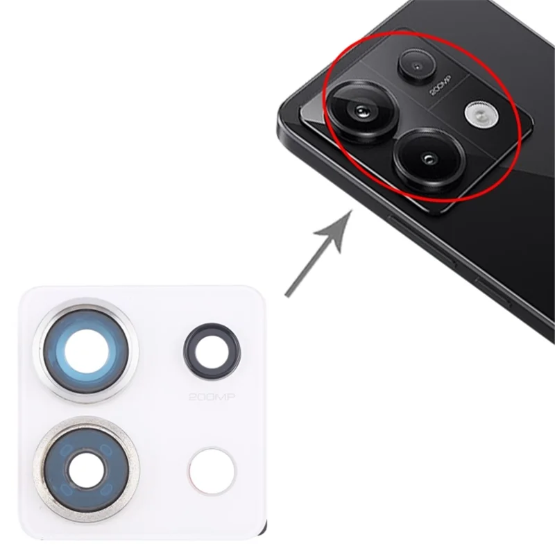 For Xiaomi Redmi Note 13 Pro 5G OEM Back Camera Lens Holder Cover with Glass Part (Without Logo) - White