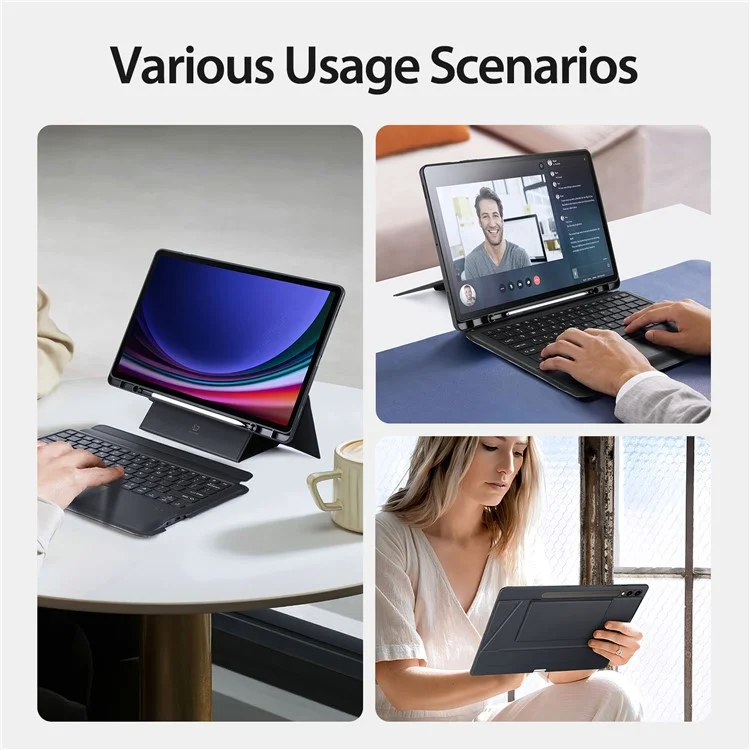 DUX DUCIS Para Samsung Galaxy Tab S10+ / S9 FE+ / S9+  Capa de Tablet de Couro com Teclado Magnético Destacável