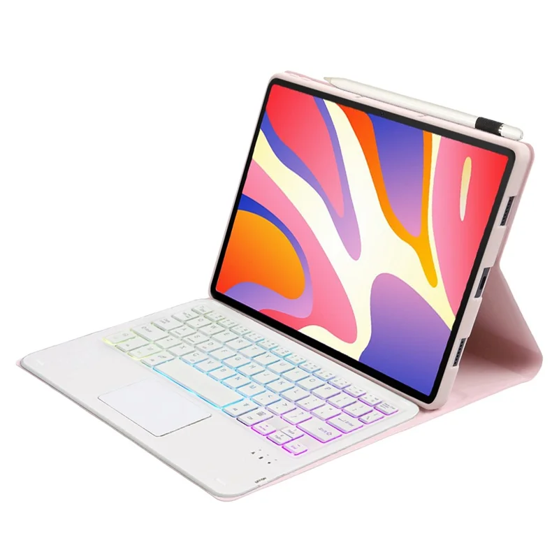 AH17-AS For Huawei MatePad 11.5 Leather Tablet Case + Backlit Bluetooth-compatible Keyboard with Touchpad - Pink